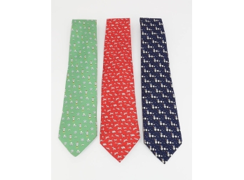 3 Salvatore Ferragamo Men's Silk Ties - In Excellent Condition - Original Cost $190 Each ($570)
