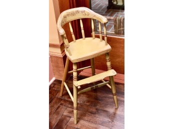 Antique Child's Painted Wood High Chair