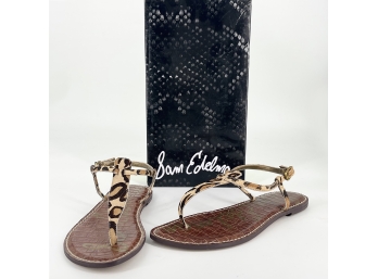 Sam Edelman Gigi Leopard Calf Fur Leather Sandals In Box - Size 9.5