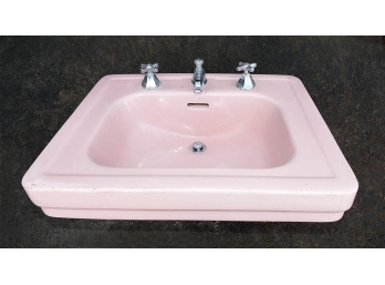 1950's American Standard Porcelain Bathroom Sink - In Pink