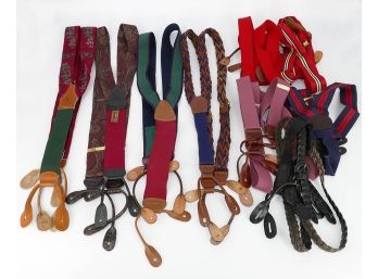 Lot Of 9 Men's Suspenders - Ralph Lauren, Trafalgar, Etc