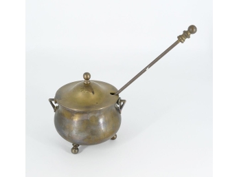 Antique Brass Cauldron Smudge Pot Fire Starter With Pumice Stick