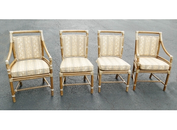 Set Of 4 Vintage McGuire Target Back Rattan Dining Chairs