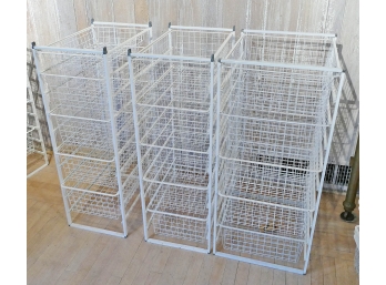 3 Elfa White Storage Frames & Wire Baskets