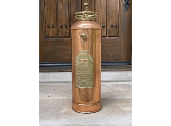 Antique Armada Argentina Copper & Brass Fire Extinguisher - Beautiful Example