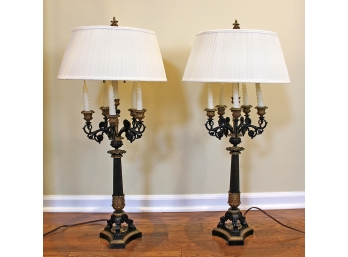 Pair Of French Empire Style Candelabra Lamps