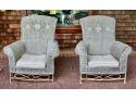 Pair Of Alexander Julian Collection Wicker Chairs With Metal Bases (Set 1)