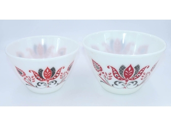 2 Vintage Fire King Modern Tulip Glass Mixing Bowls
