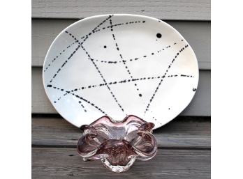 Murano Glass Dish & One Kings Lane Earthenware Drizzle Platter