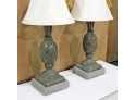 Pair Of Vintage Pineapple Lamps - Mounted On A Stone Base