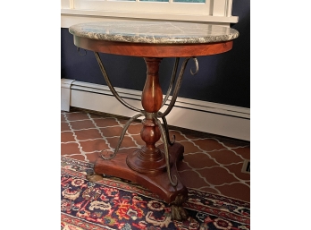 Lillian August Walnut Lamp Table With Marble Top & Claw Feet (Cost $525)