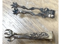 STERLING SILVER 2 TONGS- 2 SHOE HORNS-ORNAMENTS- TEETHING RING, MORE! LOT 1- 6.58 T.OZ TOTAL WGT- WE CAN SHIP!