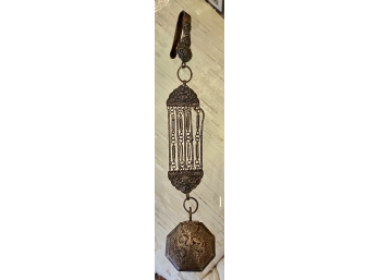 KORAN OR AMULET HOLDER BOX ON SILVER CHATELAINE CHAIN BELT CLIP  11 .25 IN L - WE CAN SHIP!!