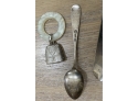 STERLING SILVER 2 TONGS- 2 SHOE HORNS-ORNAMENTS- TEETHING RING, MORE! LOT 1- 6.58 T.OZ TOTAL WGT- WE CAN SHIP!