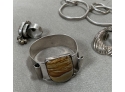 STERLING SILVER 2 BRACELETS-NECKLACE- 7 EARRINGS-RING- 4 PINS-LOT 4- 12.24 TL TROY OZS- WE CAN SHIP!