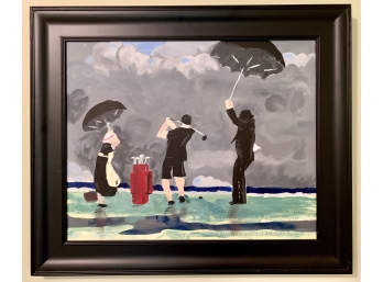 LATE ADDITION!  Painting Of Beach Scene With Golfer