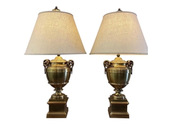 Pair Of 1970s Chapman Lighting Large Brass Mid-Century Modern Table Lamps