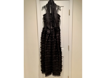 Christian Dior Black Tiered Ruffle Evening Dress