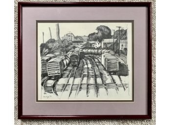 LATE ADDITION!   Original Pencil Drawing Of Trains