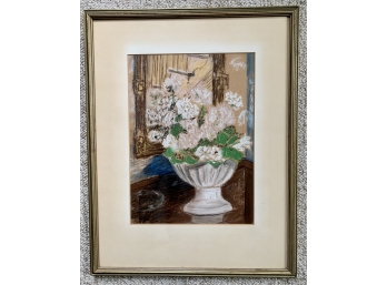 LATE ADDITION!  Pretty Pastel Painting Of White Flowers
