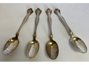 Four Matching Sterling Silver Spoons With Monograms
