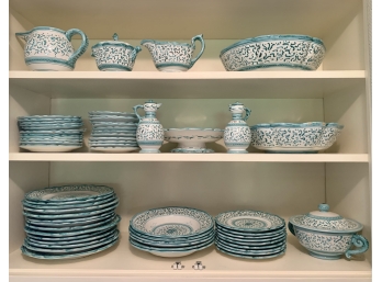 Large Deruta Italy Matching Set Dishes, Serving Bowls, Oil & Vinegar Etc 60 Total Pieces