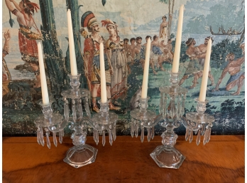 LATE ADDITION!  Pair Of Matching Crystal Candelabras