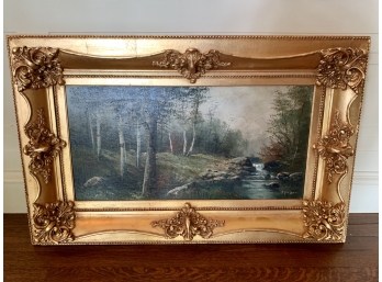 Antique Original Signed Oil Painting In Elegant Carved Gilt Frame Frederick Matzow Listed Artist