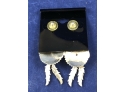 Navajo, Native American Sterling Silver Earrings With Turquoise And Feathers