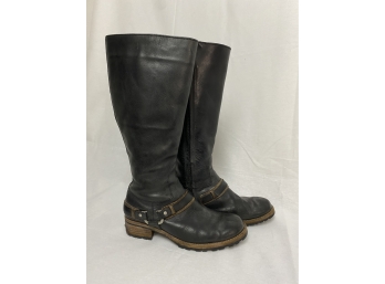 UGG Black Knee High Leather Boots Size 7.5