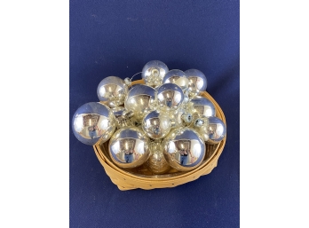 24 Vintage Silver Christmas Balls Of Assorted Sizes