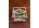 Charming Handmade Trinket Glass Box With Mirrir Bottom And Dried 4 Leaf Clovers