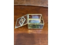 Charming Handmade Trinket Glass Box With Mirrir Bottom And Dried 4 Leaf Clovers