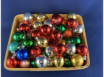 58 Vintage Christmas Balls, Assorted Colors And Sizes