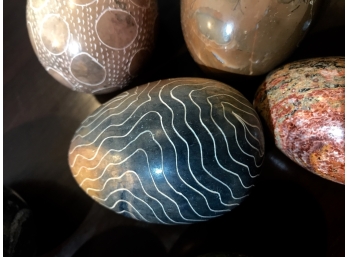 Collection Of Marble Inuit Decorated Eggs