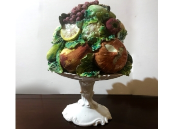 Italian Majolica Pedestal Fruit Bowl