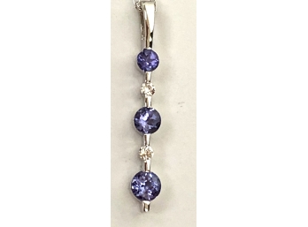 Tanzanite/  Diamonds 14 K Necklace Pendant & Chain