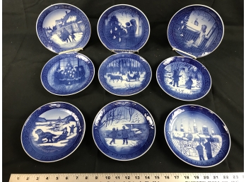9 Royal Copenhagen Christmas Holiday Collector Plates 1980 To 1988