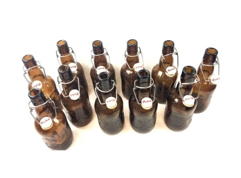 11 Vintage Grolsch Beer Bottles With Porcelain Swing Caps