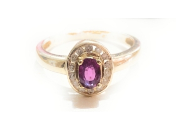 Estate Jewelry- Genuine Ruby With Diamonds- 14k Ring