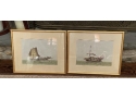 Vintage Pair Of Oriental Boat Print Art Framed (NA)