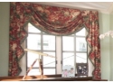 Lovely Set Of 4 Hines Printed Linen Fabric Custom Window Treatments