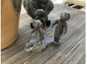 Three Piece Lot: Plaster Sculpture, Michelangelo - Lead Sculpture, Three Children -3  Handled Vessel (CTF 10)