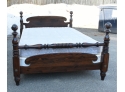 Ethan Allen Queen Size Pine Cannonball Bed With Matching Bed Side Cabinet Stands (CTF50)