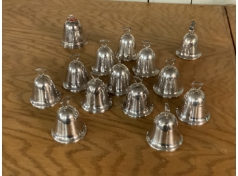 Collection Of Fourteen Silver Plated Christmas Bells (CTF10)