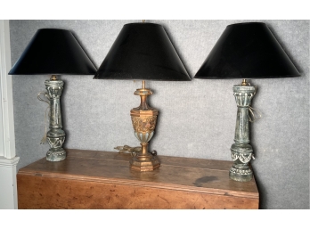 Three Decorative Painted Lamps