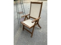 Folding Teak Lounge Chair And Three Tiered Metal/wood Plant Stand (CTF 20)
