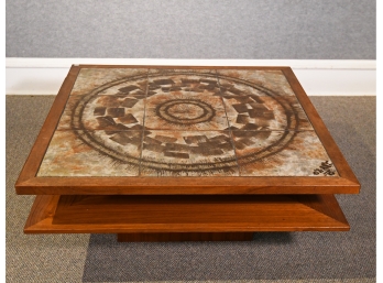 Ox Art Teak And Tile Top Tiered Coffee Table (CTF20)