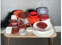 Lot Of Rubbermaid Tupperware, Mixing Bowls And Italian Designer Plates