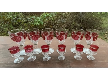 Collection Of Ruby Flash Cordials And Goblets (CTF10)